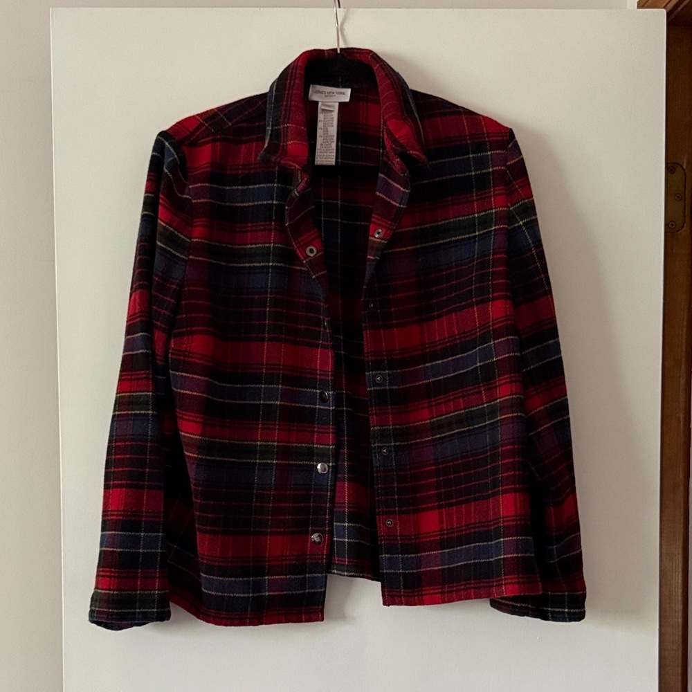 Jones New York Red Plaid Utility Jacket
